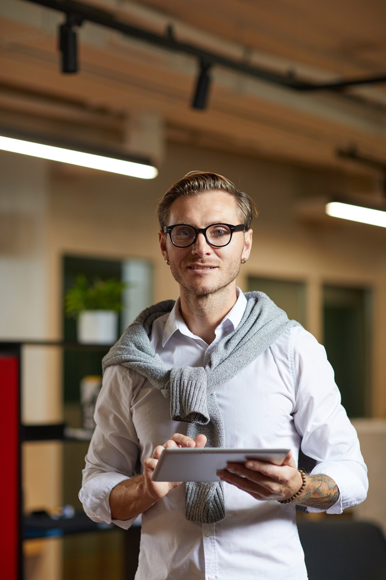 Hipster owner of online business