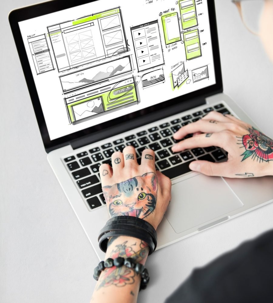 Website development layout sketch drawing